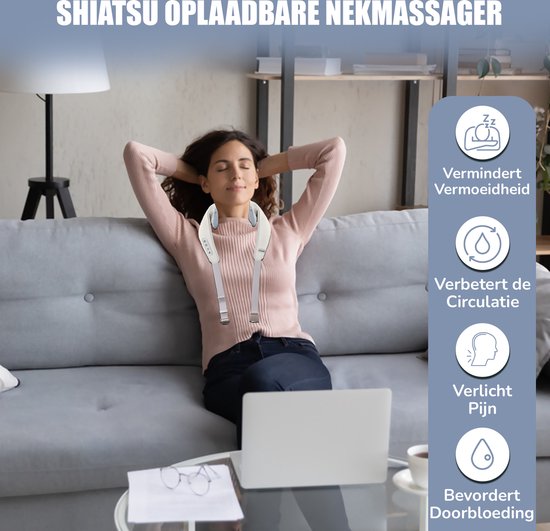 Novalance - Nekmassage - Shiatsu Massagekussen - Elektrisch Nekmassage Apparaat - Ook voor Arm Rug Schouder & Been - Infrarood + Slaapmasker