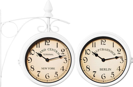 Monzana Retrostyle Stationsklok/ Klok - 29 x 9,5 x 32,5 cm -Wit