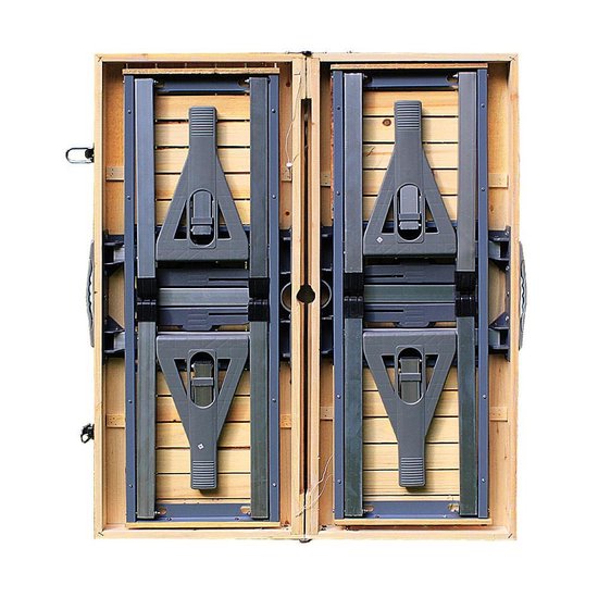 Deuba Picknicktafel Campingtafel - opvouwbaar voor 4 personen - hout en aluminium