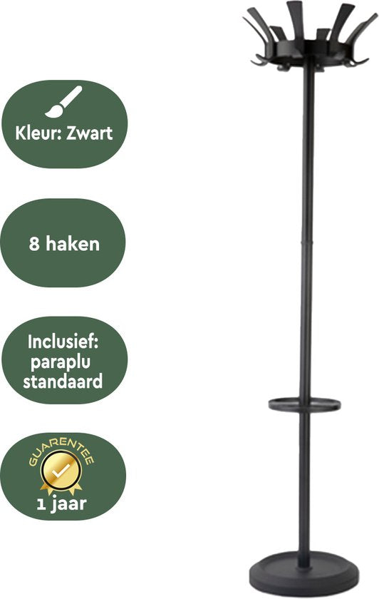BRASQ Kapstok London CS300 - Zwart - Staal - Kapstok staand - 181 cm - Modern