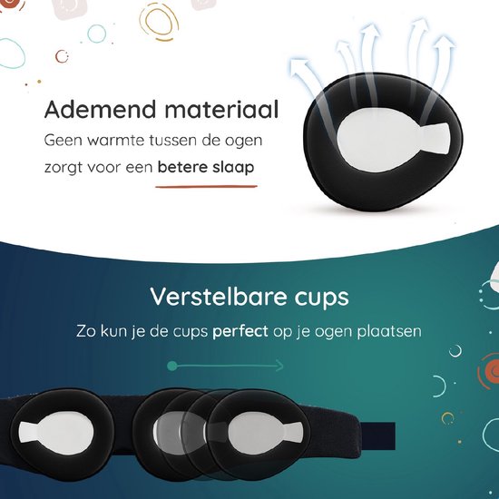Numsy Slaapmasker Vrouwen en Mannen - Oogmasker Slaap - 100% Verduisterend - Donkergrijs