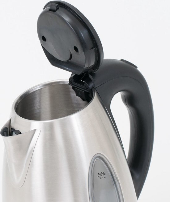 Deuba Waterkoker Zilver/Zwart Roestvrij Staal 1,7L
