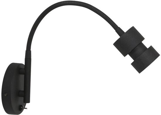 Wandlamp Natasja LED 3094ZW Zwart - Draaibaar en kantelbaar, inclusief GU10 lichtbron, gemaakt van kunststof en metaal - Steinhauer