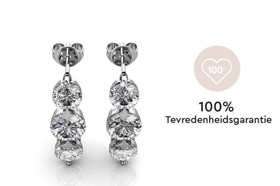 Yolora Dames Oorbellen met Kalpa Camaka Kristallen - Zilver kleurig - 18K Witgoud Verguld - Cadeauverpakking