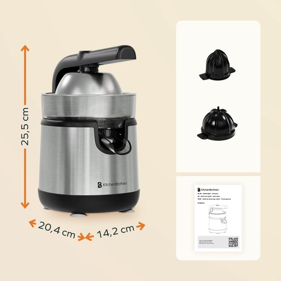 KitchenBrothers Citruspers - Met Uitloop en Handvat - 0.35L - RVS