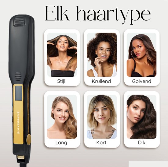Sansbeauté® Professionele Stijltang - 2 in 1 - Krultang - Stijltangen - Hair Straightener - Snel Opgewarmd - 80℃ t/m 230℃ - Steilen & Krullen - ION technologie