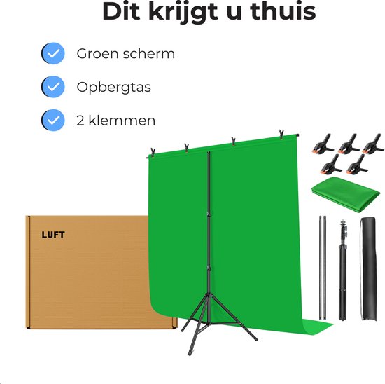 Luft Green screen set - 200x150 doek - Fotografie - Achtergrond voor fotostudio