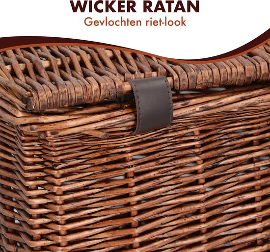 Bicycle Gear Rieten Fietsmand Voor - Rotan Fietsmand Stuur 30L - Bakkersmand 45 x 30 x 25 cm - Fietsaccessoires Volwassenen - Fietsmandje voor Oma Fiets, Stadsfiets of Transportfiets