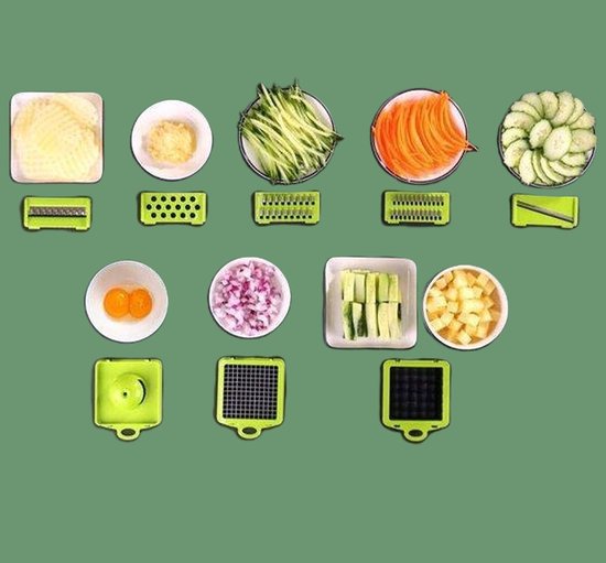 Mandoline - 16-delige Groentesnijder - Met Opvangbak - Snijroosters - Voor Groente en Fruit