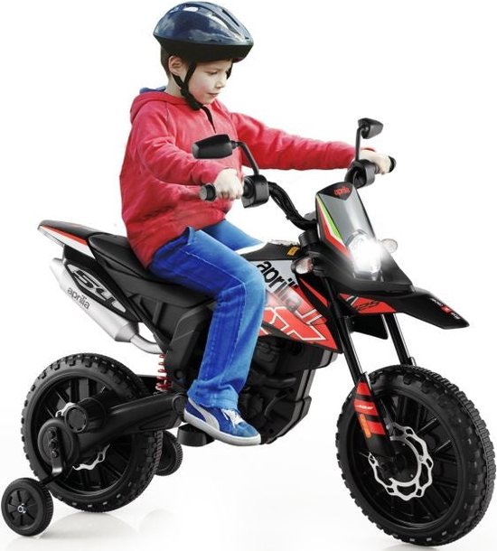 Coast Elektrische Motorfiets 12V voor Kinderen met 2 Zijwielen - 3-8 Jaar - Zwart/Rood