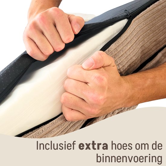 By Cee Cee Orthopedische Hondenmand – Orthopedisch Hondenkussen – Hondenbed – Ribstof - Voor Middelgrote Honden - Mokka Taupe - 108x81cm - Emma