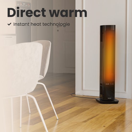 Auronic Elektrische Kachel - Keramische Kachel - Toren Kachel - 2200W Heater - Zwart