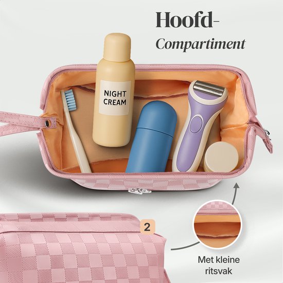 SC Travel Essentials - Toilettas en Make-up Organizer - Waterdicht en Compact - Geschikt voor Reis en Dagelijks Gebruik - Unisex - Roze