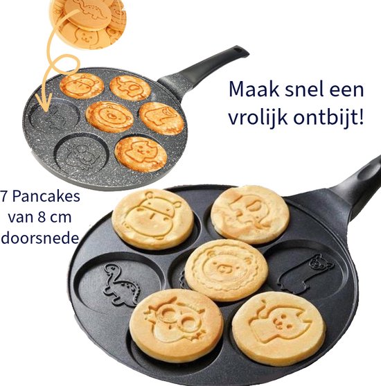 Pannenkoekenpan - 7 Mini Pannenkoeken - Cartoon Pancakes - 26.5 cm
