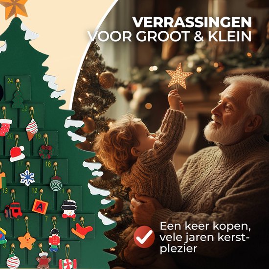 Spielwerk - Herbruikbare Adventskalender - Kerstboom 24 Deuren
