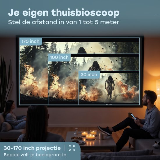 Audyn Beamer - Full Hd 1080P - Draagbare Mini Beamer - Draadloze Projector - Wifi en Bluetooth - Beamers - Hdmi, Usb en Aux - Wit
