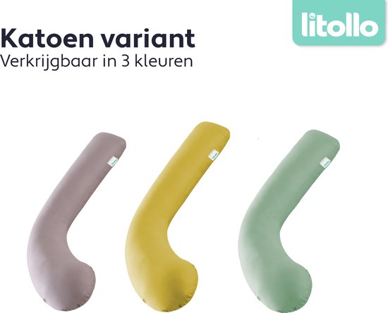 Litollo® Zwangerschapskussen (J-vorm) - Voedingskussen - Lichaamskussen - Zijslaapkussen - Body pillow - Zachte fleece hoes XXL 145cm - Okergeel
