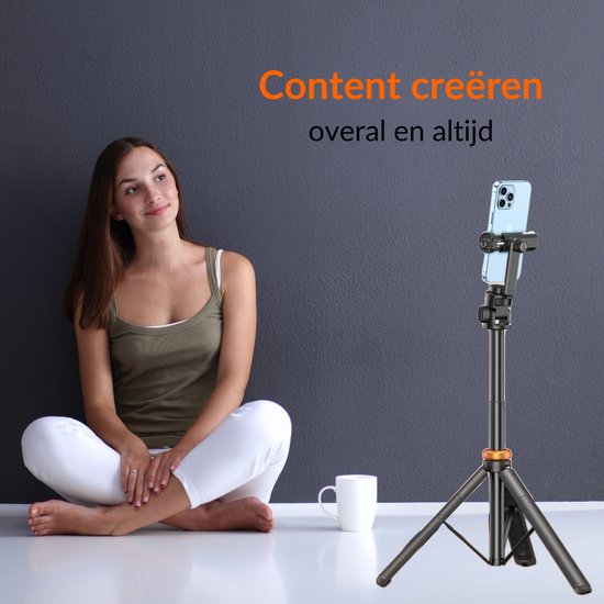 a sunny day Telefoon Statief - Tripod Smartphone - Statief Smartphone - Selfiestick Tripod - Statief telefoon - Tripod iPhone - Statief iPhone - Telefoon Standaard - Tot 180 cm - Tripod voor GoPro
