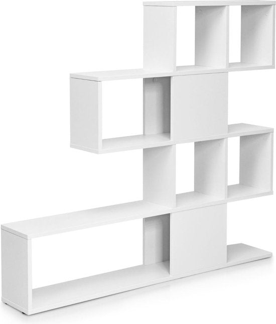 Coast Modern 5 verdiepingen tellende kamerverdeler in de geleiderstijl gemaakt van hout voor boeken 120 x 19,5 x 109 cm wit