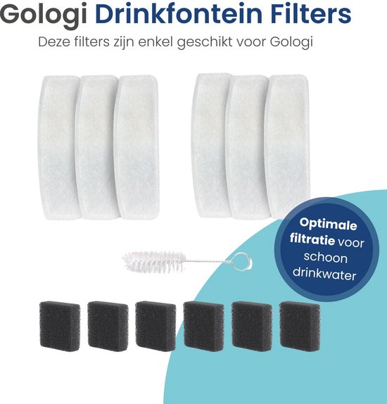 Filters geschikt voor Gologi drinkfontein 2.0 - Filter Navulling - Smart Drinkfontein - 6 Stuks
