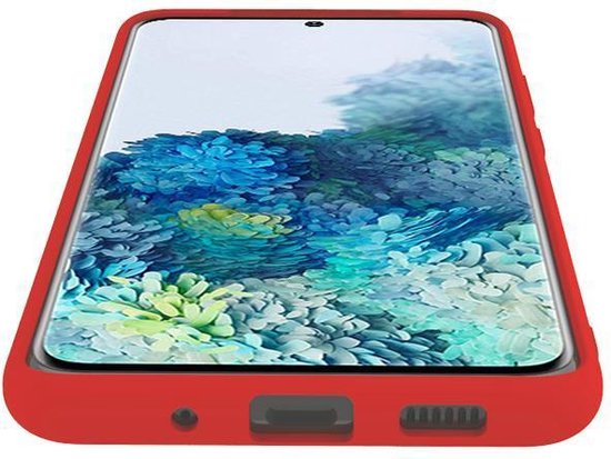 Celly Feeling Samsung S20 hoes- Siliconen buitenkant met antikras binnenkant - Rood