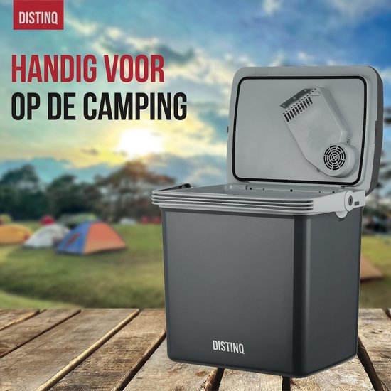DistinQ Elektrische Koelbox voor Auto en Camping – Koelbox Elektrisch met Verwarmingsfunctie - 12v 230 Volt – 25L - Grijs