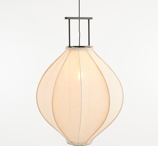 Mica Decorations Pego Hanglamp - H94 x Ø70 cm - Linnen - Off White