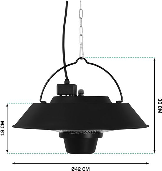 VONROC Sfeervolle terrasverwarmer – Heater Ustica – Infrarood – 1500W - Hoog rendement – Carbonfiberlamp