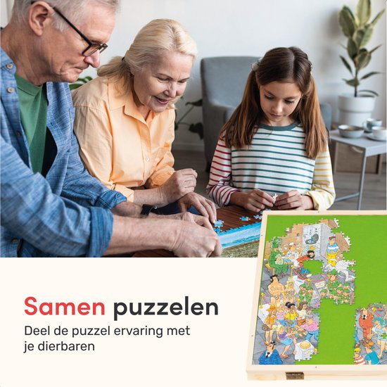 Diydash - Verstelbaar Puzzelbord & Puzzelplaat - Voor 1000 stukjes - Met Afschermplaat - Ergonomisch Design - Bruin Hout