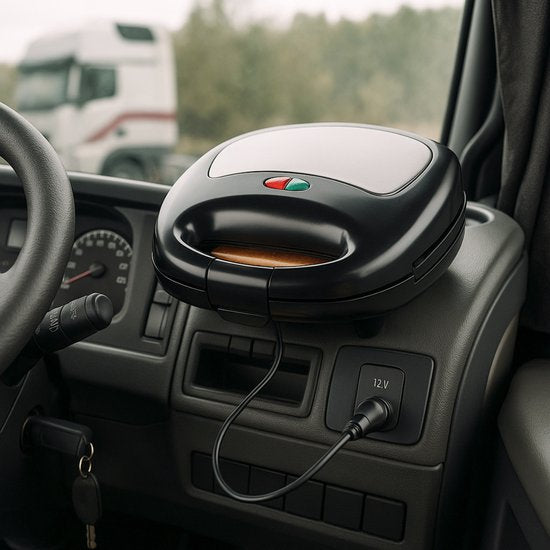 All Ride Sandwichmaker 24V - Tostiapparaat voor Onderweg met 24V Stekker - Antiaanbaklaag voor Eenvoudige Reiniging - Compacte Broodrooster voor Vrachtwagen - 240W