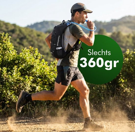 Travelhawk Drinkrugzak - Hardloop Rugzak - Geschikt Voor 2L Waterzak - Waterafstotend, Lichtgewicht, Reflecterend - 12L - Zwart