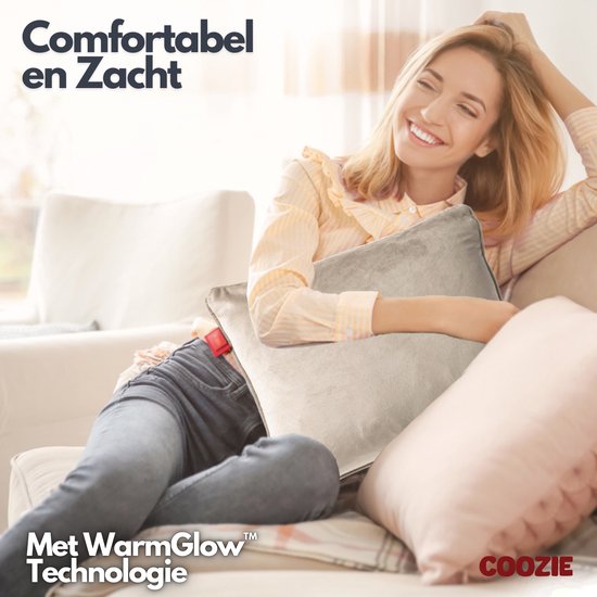 Coozie Warmtekussen Beige Velvet - Elektrisch Oplaadbaar - Draadloos Warmte Kussen - 45 x 45 cm