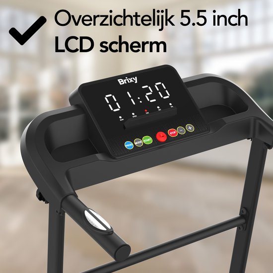 Brixy Loopband – Inklapbaar – Wandelband – 12 Programma’s – Tablethouder – Hellingsfunctie – Treadmill – 1–12 km/u