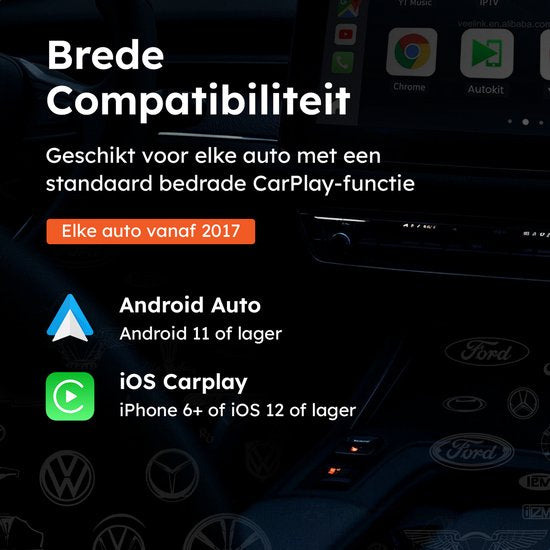 Draadloze CarPlay & android dongle - PRO mini - Apple - Android - Auto - Bluetooth - Draadloos - Wireless - Receiver - AirPlay - Compact - incl USB-C - Skoov