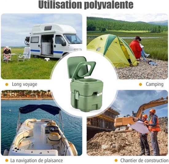 Laodikya Home Campingtoilet Reistoilet Toiletemmer Mobiel Draagbaar Chemisch Toilet 20L + 12L