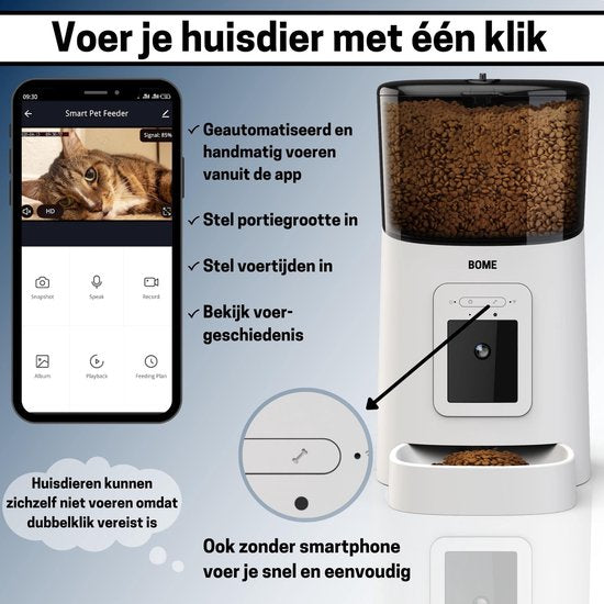 BOME Voerautomaat - Camera en Audio - Inclusief SD-Kaart - Wit