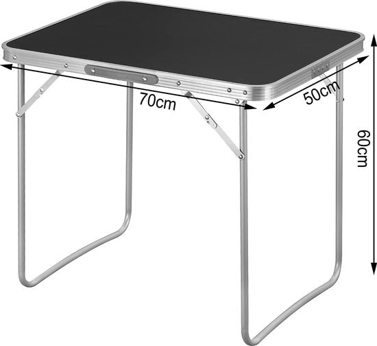 Klaptafel - Draagbaar bureau - Compacte standaard - Inklapbaar oppervlak - Reiswerkstation - Lichtgewicht bord - Eenvoudig op te zetten plaat - Zwart - 70x60x50 cm
