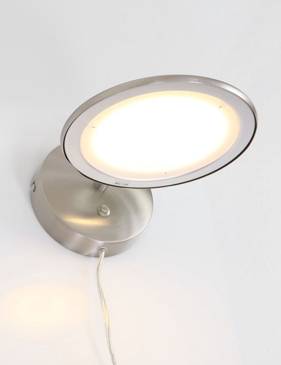 Steinhauer Zenith LED - Wandlamp Modern - Staal - H:12cm - Ø:12cm - Universeel - Voor Binnen - Metaal - Wandlampen - Slaapkamer - Woonkamer