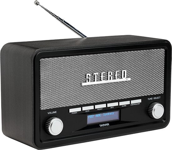 Denver DAB Radio - Retro Radio - Bluetooth - DAB+/ FM - Dimbaar - Batterijen & Netstroom - DAB18DG