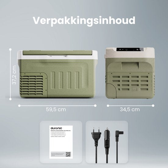 Auronic Elektrische Koelbox - Compressor - 21L - 12V en 240 volt - Camping Koelkast - Frigobox Auto - Groen