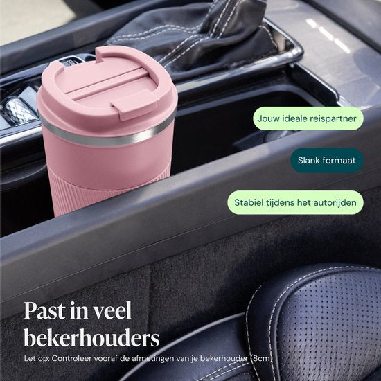 Castagnola Thermosbeker - Koffiebeker To Go - Travel Mug voor Koffie en Thee - Theebeker - 510 ML - RVS - Roze