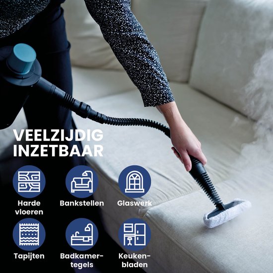 Nexxt Draadloze Stoomreiniger met Accessoires – Watertank 360 ml – Tot 135 °C en 3,5 Bar – Voor Vloeren en Bekleding – 1350 Watt – Zwart