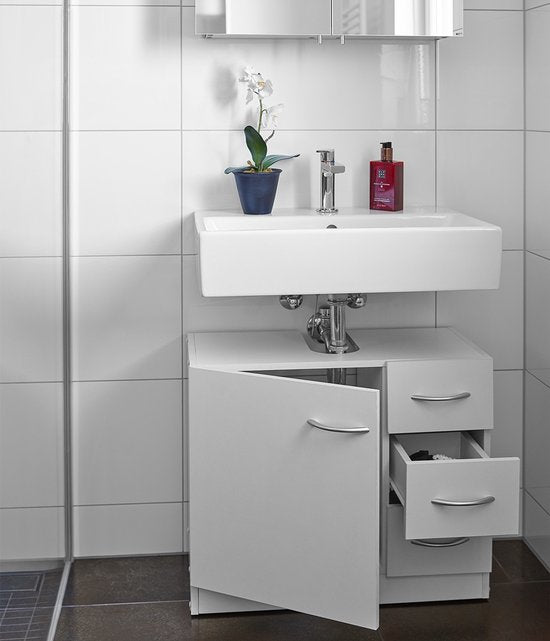 Deuba Wastafelmeubel - 3 Lades 63x54x30cm Onderkast - Wit