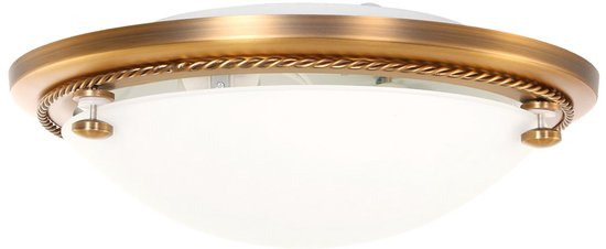 Plafonnieres Steinhauer Belleron 2785BR Brons Ø29 cm met 2 x E27 fittingen, van glas en metaal, klassiek design voor binnengebruik