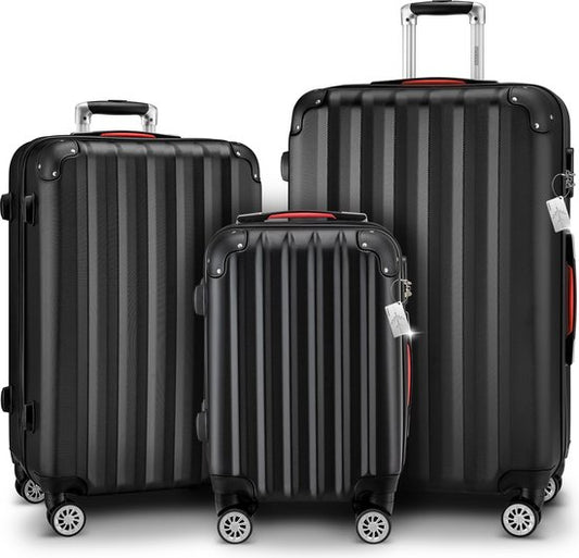 MONZANA 3-delige Hardcase Kofferset - Koffer M L XL Handbagage- Zwart