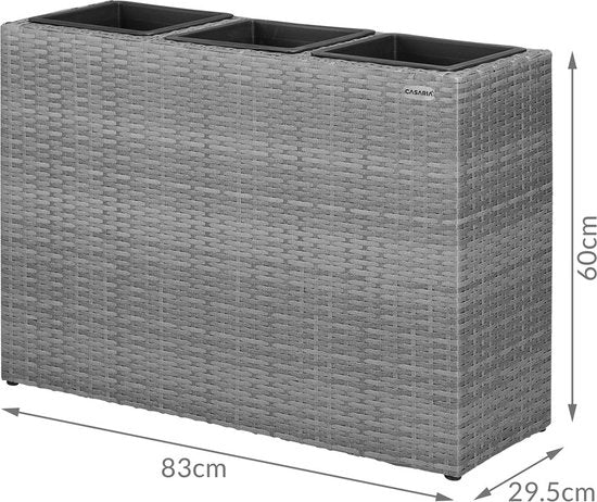 Casaria Staande Plantenbak – met Waterafvoer 83x30,5x60cm – Grijs