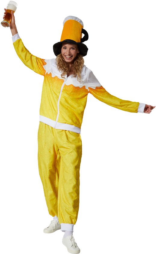 Dressforfun dameskostuum Bier joggingpak - L - Verkleedkleding carnaval - Halloween - Verkleden - Feestkleding - Carnavalskleding - Feest - Partykleding