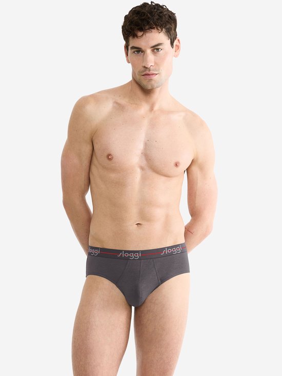 Sloggi Start Midi 2-Pack Slip - Heren - Katoen/Elastaan - Regular Waist - Elastische Band - Zwart/Grijs - Maat XL