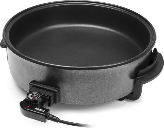 Tristar Hapjespan PZ-9145 - Elektrische Hapjespan met Deksel 40 cm - Snackpan XXL - Partypan met Anti-aanbaklaag en Regelbare Thermostaat - Maximaal 250 ⁰C - Zwart