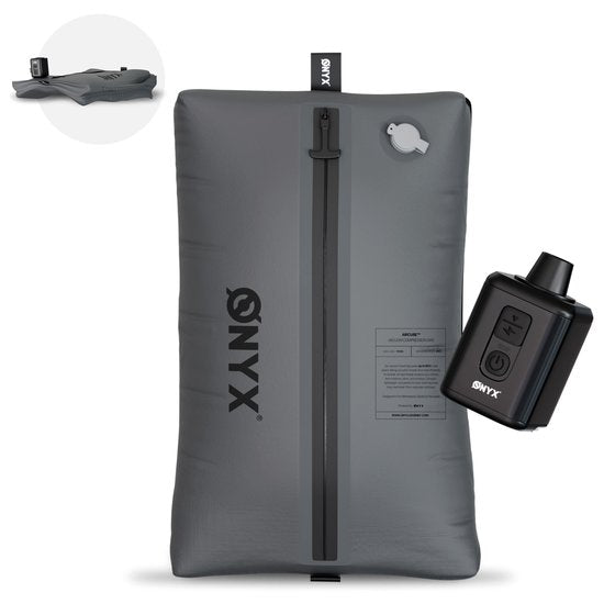 ONYX Aircube™ Vacuum Verpakkingskubus - 1 Stuk - Inclusief draadloze Compressiepomp - Voor koffers en tassen - Koffer Organizer - Bagage & Rugzak Compressie - Grijs